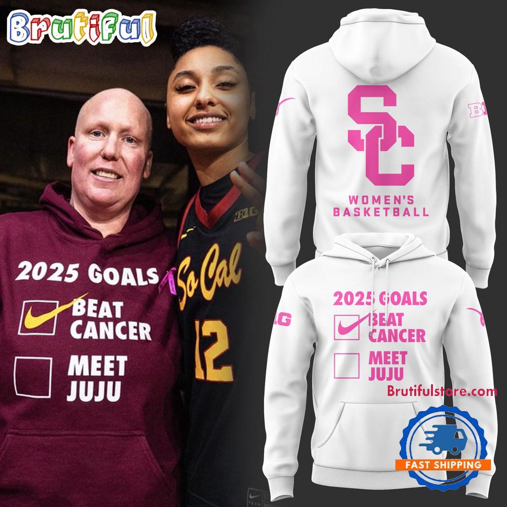 USC Trojans Womens Basketball Beat Cancer Limited Edition White Hoodie
