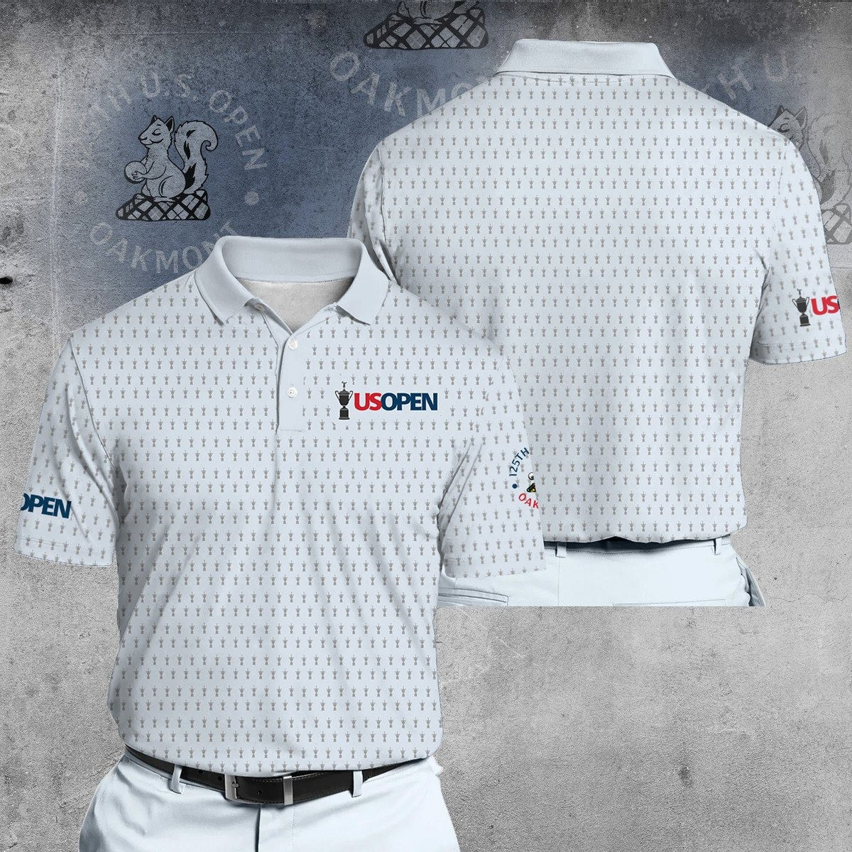 USopen Light Blue Trophy Men Polo Shirt Golf Gifts For Men