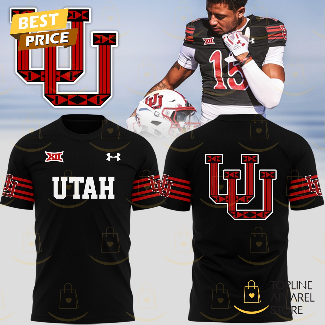 Utah Utes Football Team Logo 3D T-Shirt - Black Gift For Sport Music Fans