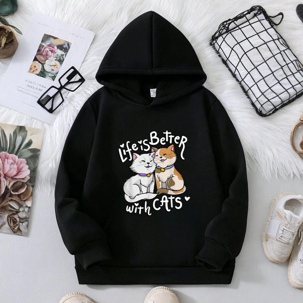 Valentine's Cat Lover Life Is Better With Cats mother's day Hoodie