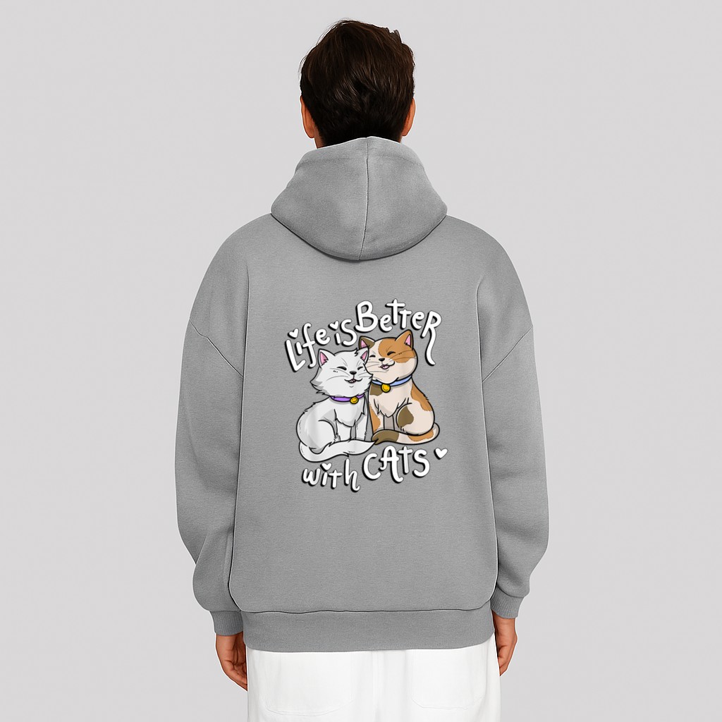 Valentine's Cat Lover Life Is Better With Cats mother's day Hoodie