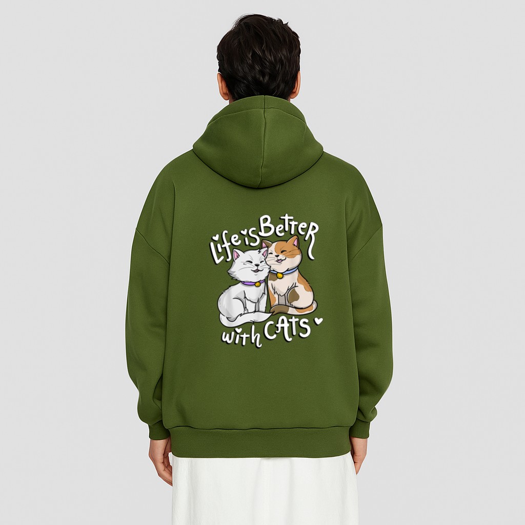 Valentine's Cat Lover Life Is Better With Cats mother's day Hoodie