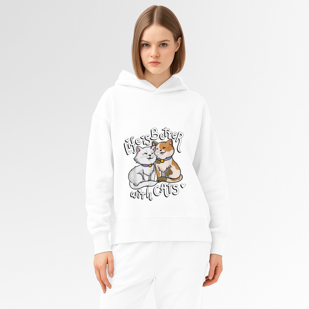 Valentine's Cat Lover Life Is Better With Cats mother's day Hoodie