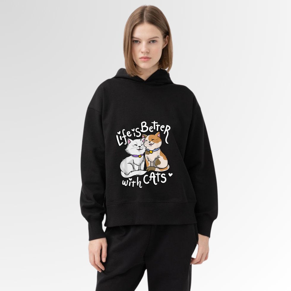 Valentine's Cat Lover Life Is Better With Cats mother's day Hoodie