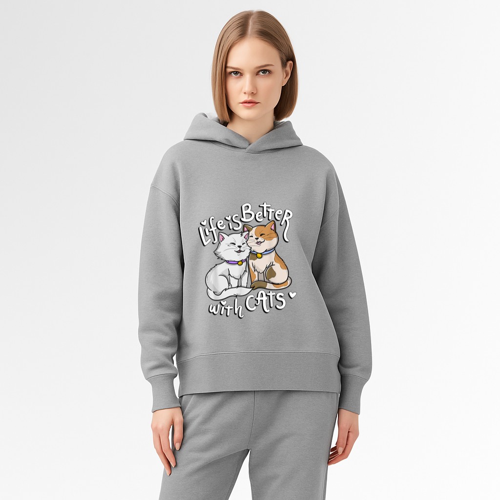 Valentine's Cat Lover Life Is Better With Cats mother's day Hoodie