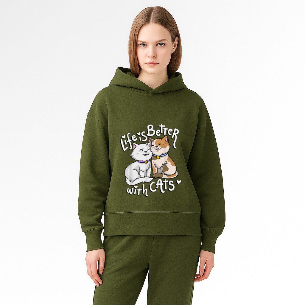 Valentine's Cat Lover Life Is Better With Cats mother's day Hoodie