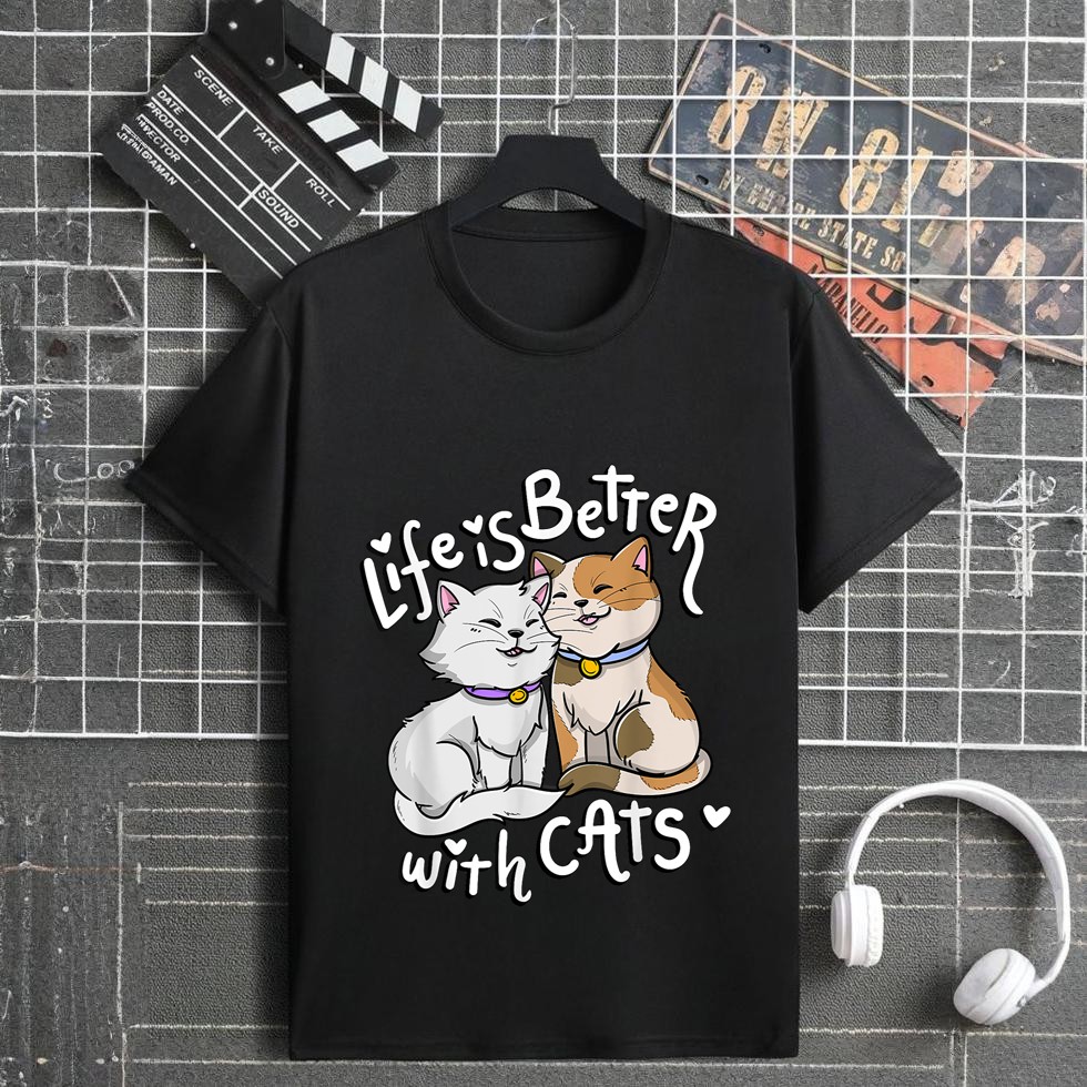 Valentine's Cat Lover Life Is Better With Cats mother's day T-Shirt
