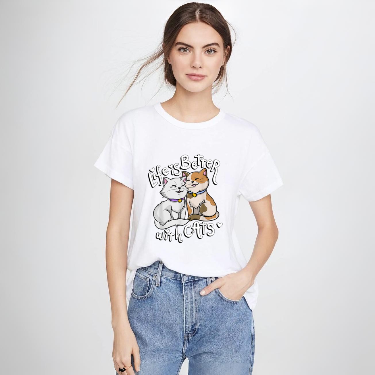 Valentine's Cat Lover Life Is Better With Cats mother's day T-Shirt