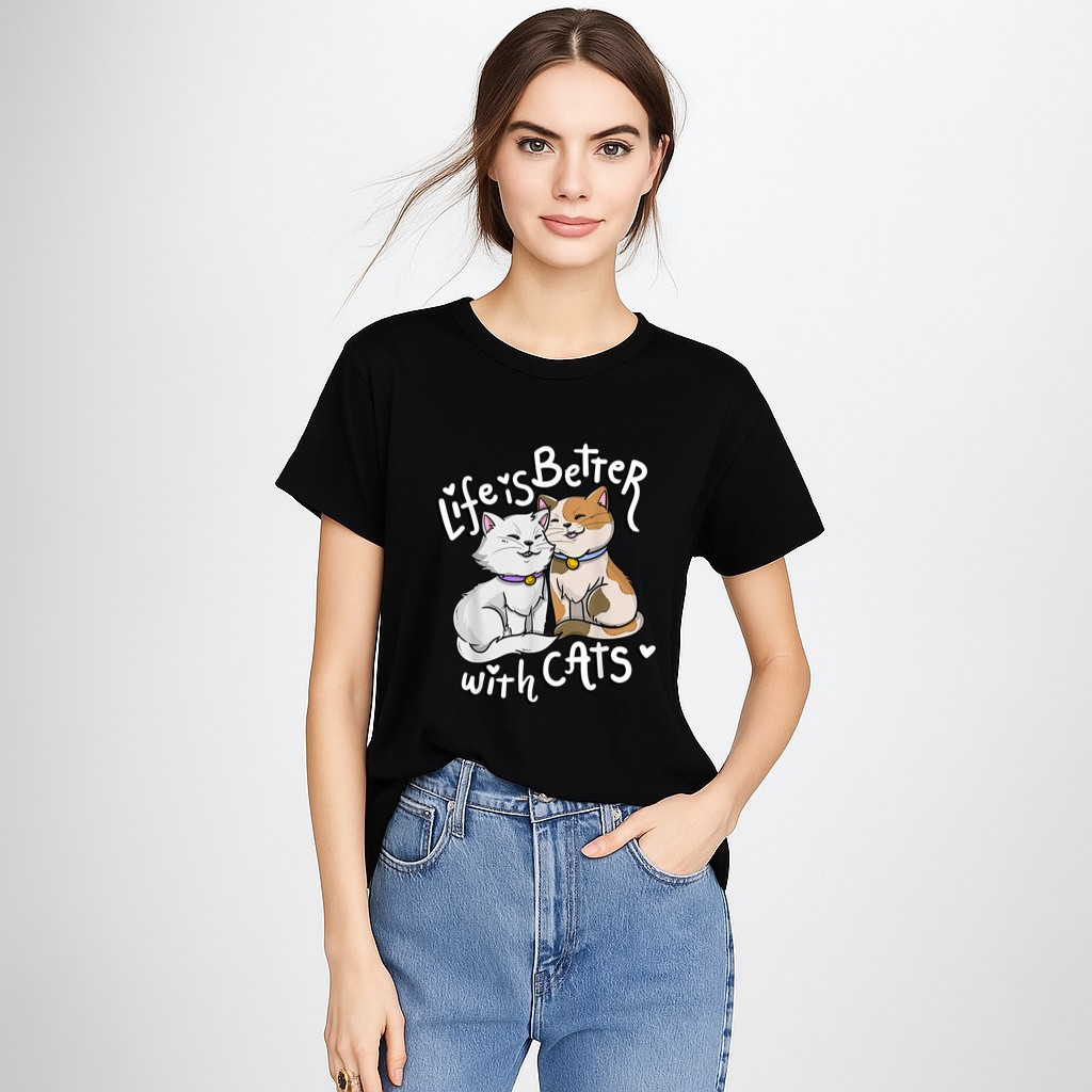 Valentine's Cat Lover Life Is Better With Cats mother's day T-Shirt