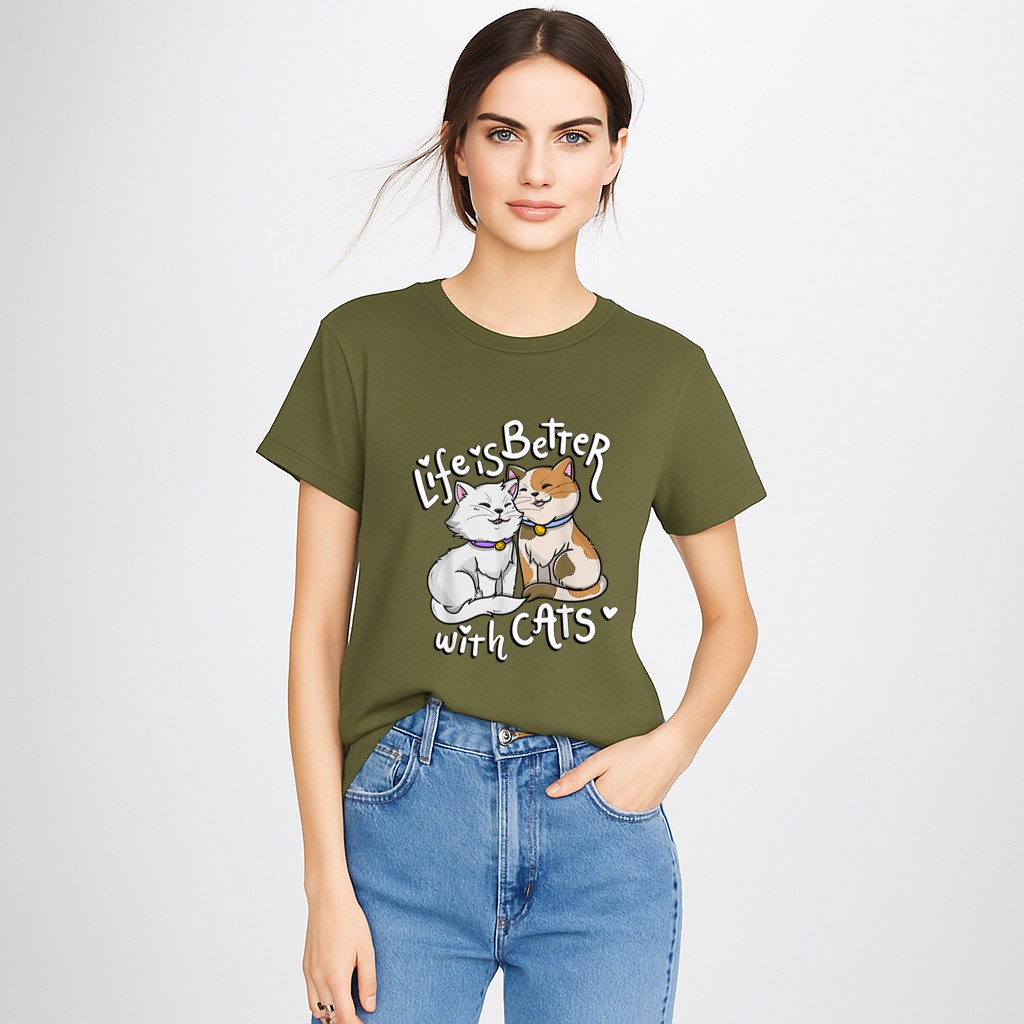 Valentine's Cat Lover Life Is Better With Cats mother's day T-Shirt