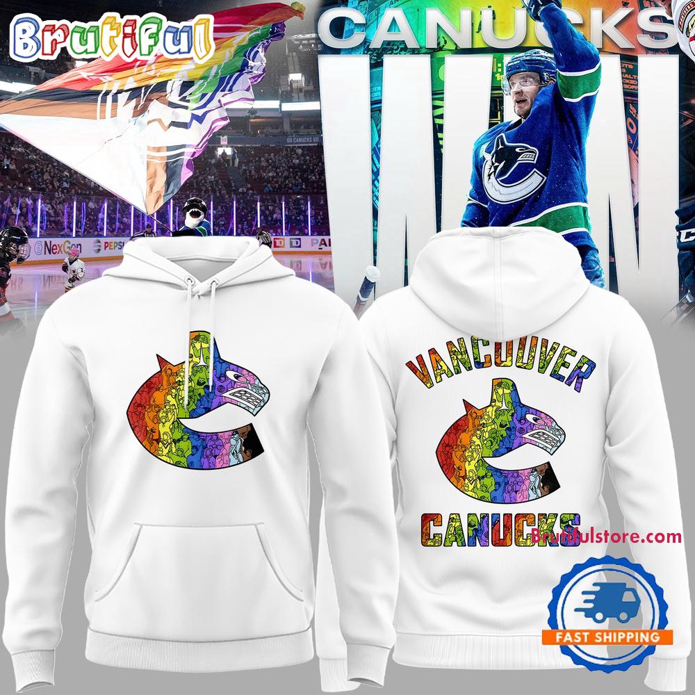 Vancouver Canucks Special Pride Night White Hoodie