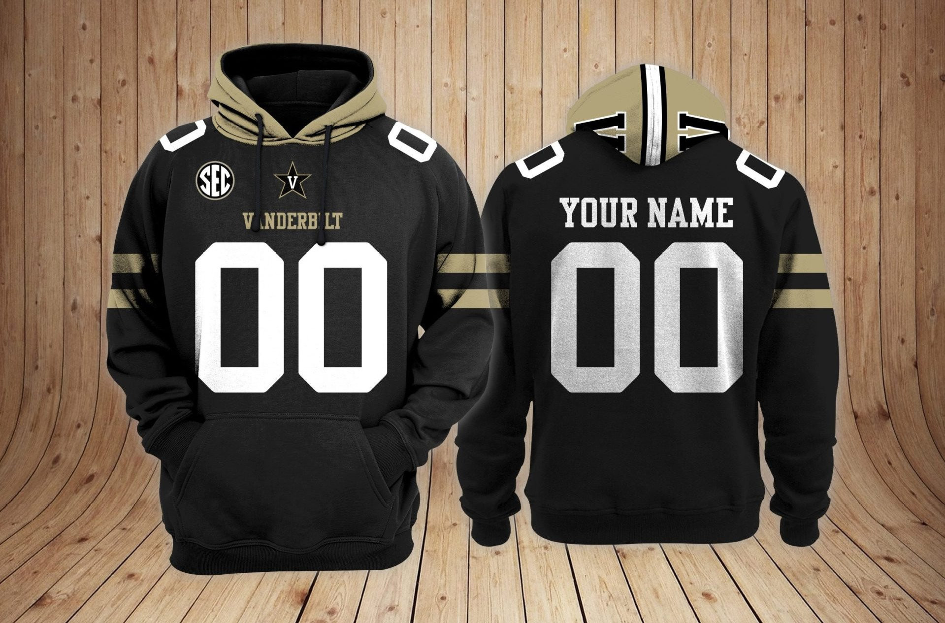 Vanderbilt Commodores Football Custom 3D printed Sweatshirt Hoodie Zipped Hoodie