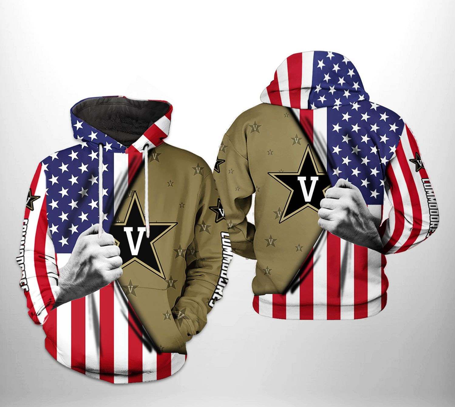 Vanderbilt Commodores NCAA US Flag Hoodie  Zip Hoodie Version 504