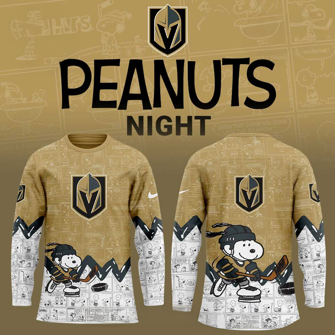 Vegas Golden Knights Peanuts Night 2025 Hockey Jersey Gift Ideas For Hockey Lovers
