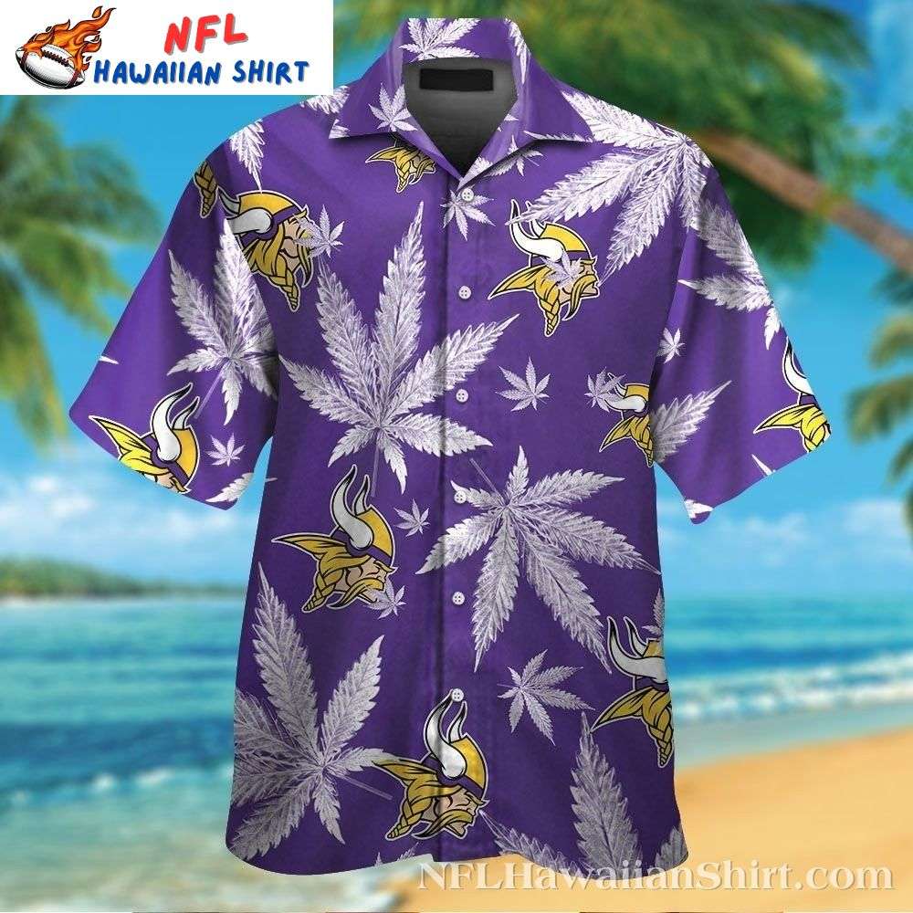 Vikings Cannabis Leaf Purple Hawaiian Casual Shirt Premium Merchandise