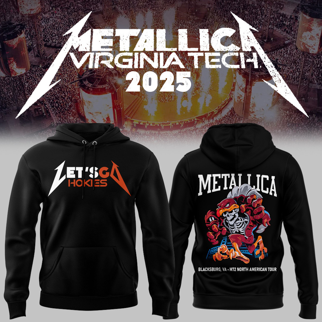 Virginia Tech Metallica M72 World Tour 2025 Lets Go Hokies Black Hoodie Gift For Music Lovers