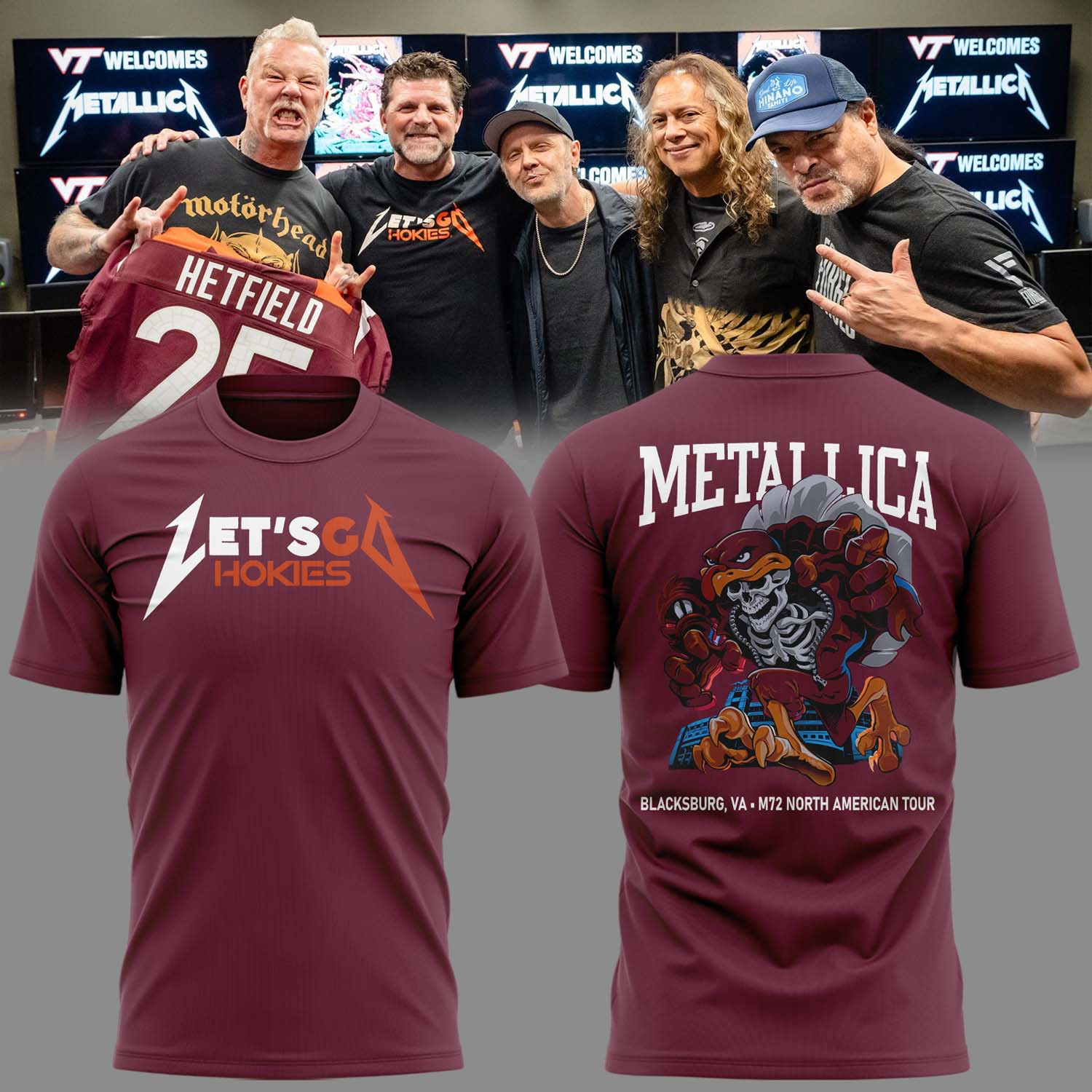 Virginia Tech Metallica M72 World Tour 2025 Music Concert Maroon Shirt Perfect Gift For Music Fans
