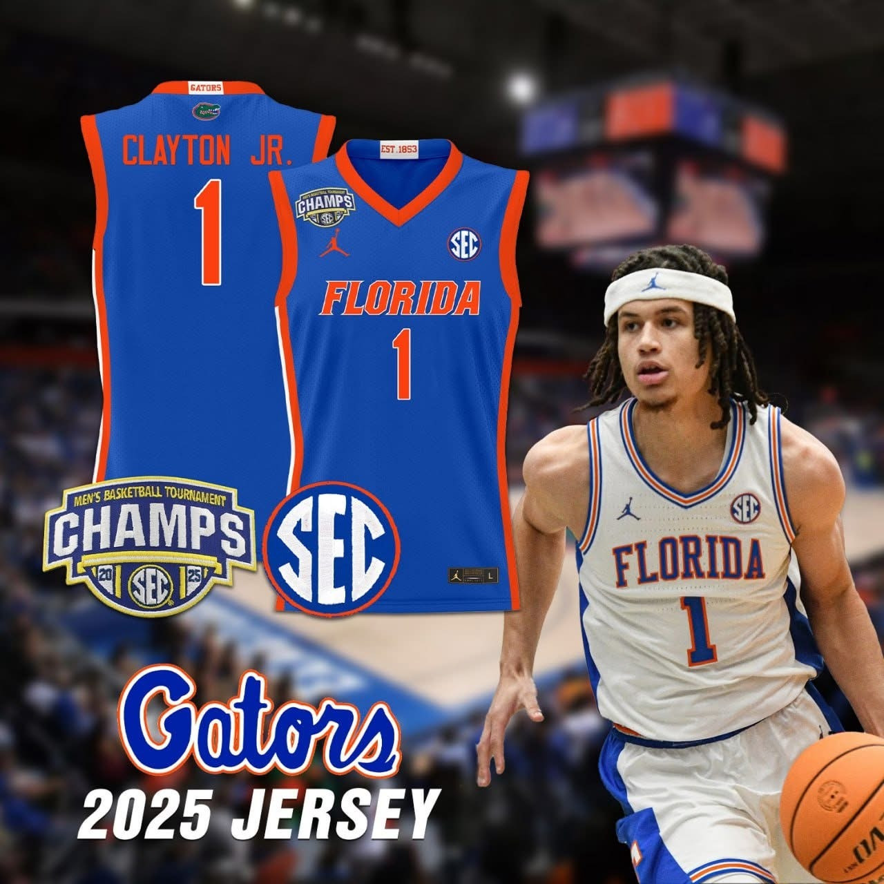 Walter Clayton Jr Jersey Player #1 2025 Florida Gators Basketball Jersey Fan Merch