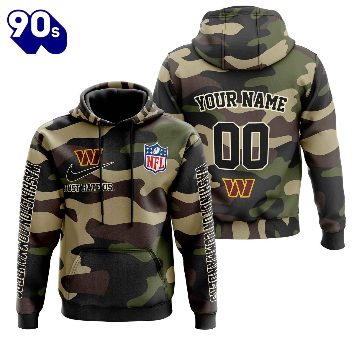 Washington Commanders Army Camo V2 NFL Football Team Hoodie