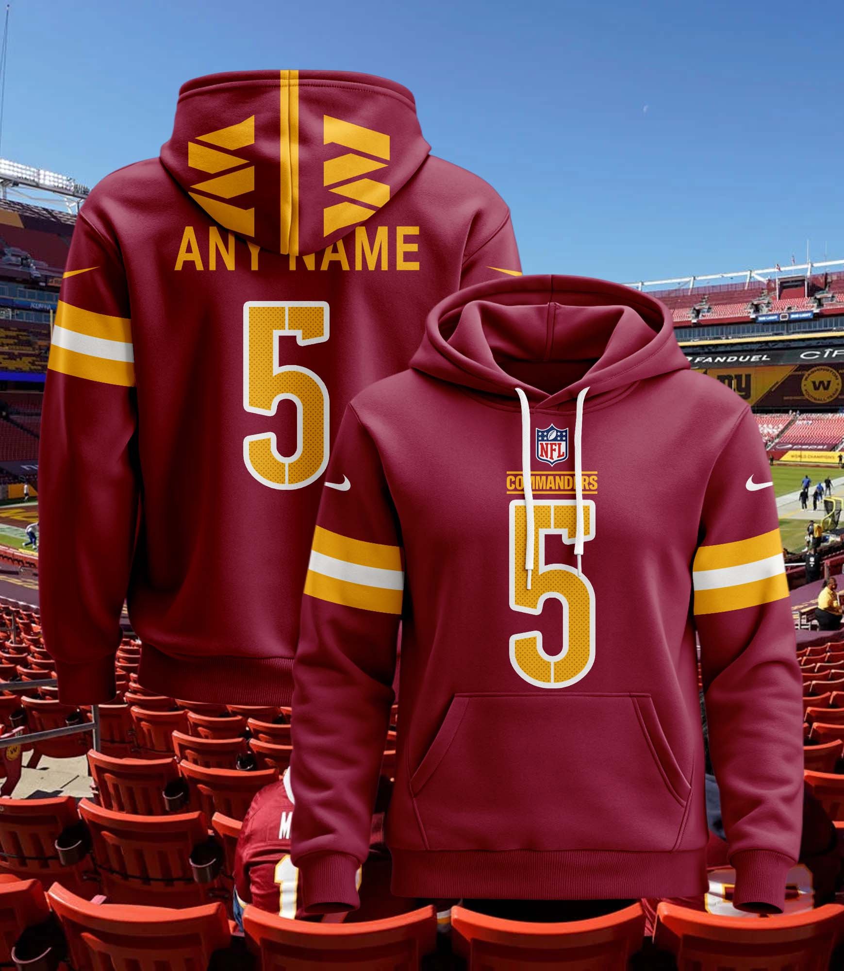 Washington Commanders Personalized Name And Number NFL 3D Hoodie Version 37