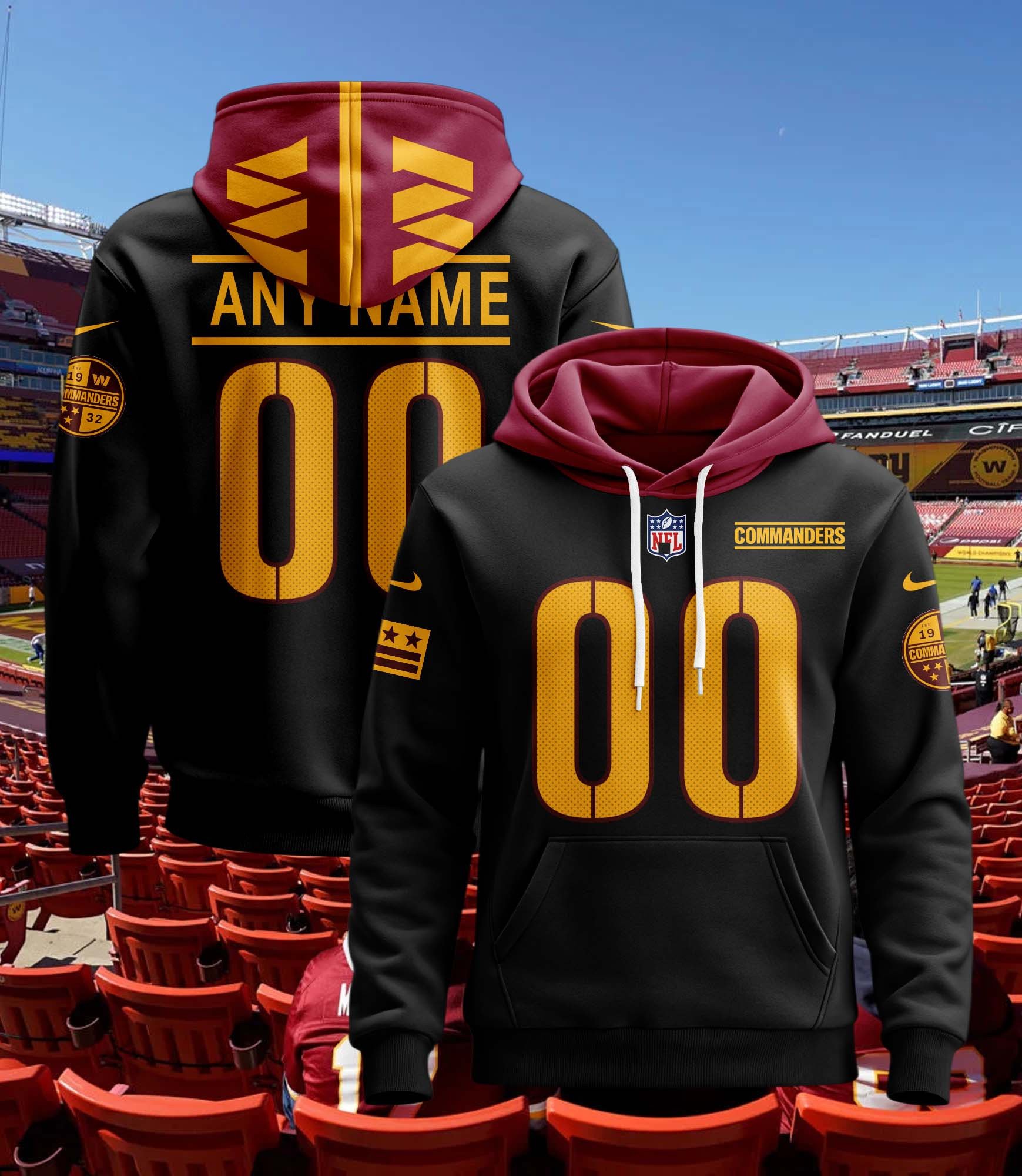 Washington Commanders Personalized Name And Number NFL 3D Hoodie Version 39