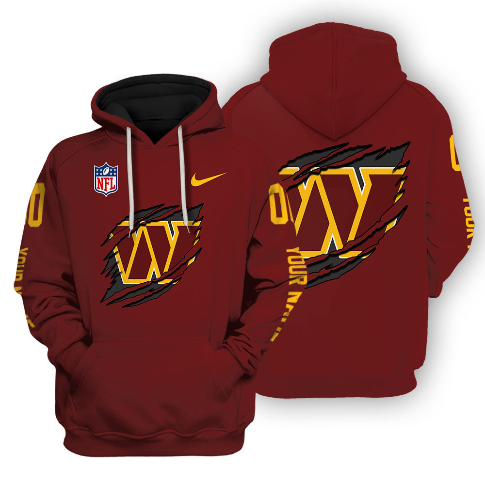 Washington Commanders Scratch Logo NFL 3D Hoodie Version 102