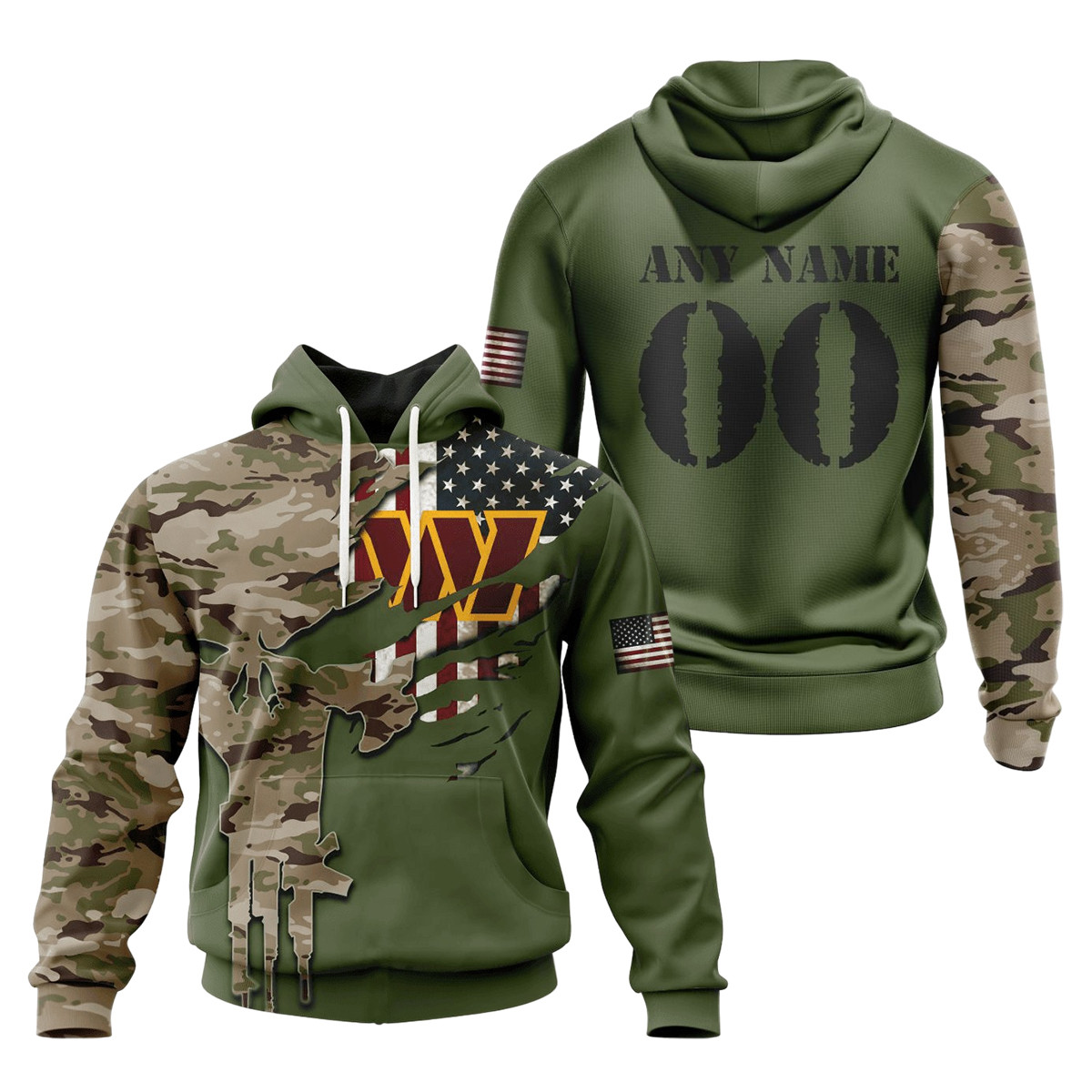 Washington Commanders Special Camo Design 3D printed Sweatshirt Hoodie Zipped Hoodie