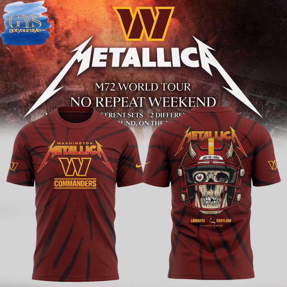 Washington Commanders x Metallica M72 World Tour T-Shirt Premium Merchandises