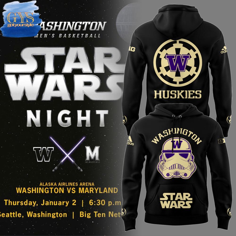 Washington Huskies Basketball Star Wars Night 2025 Hoodie