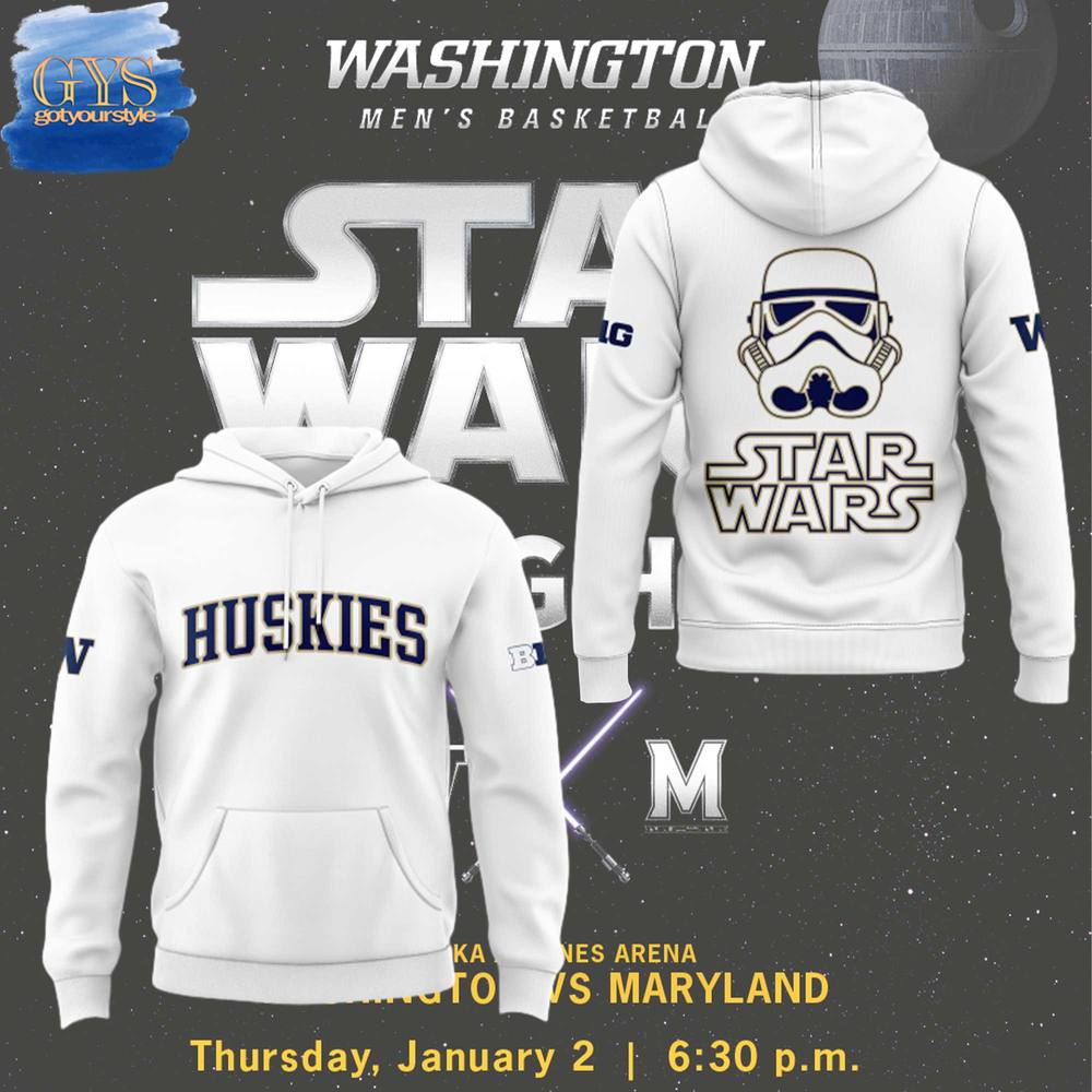 Washington Huskies Basketball x Star Wars White Hoodie