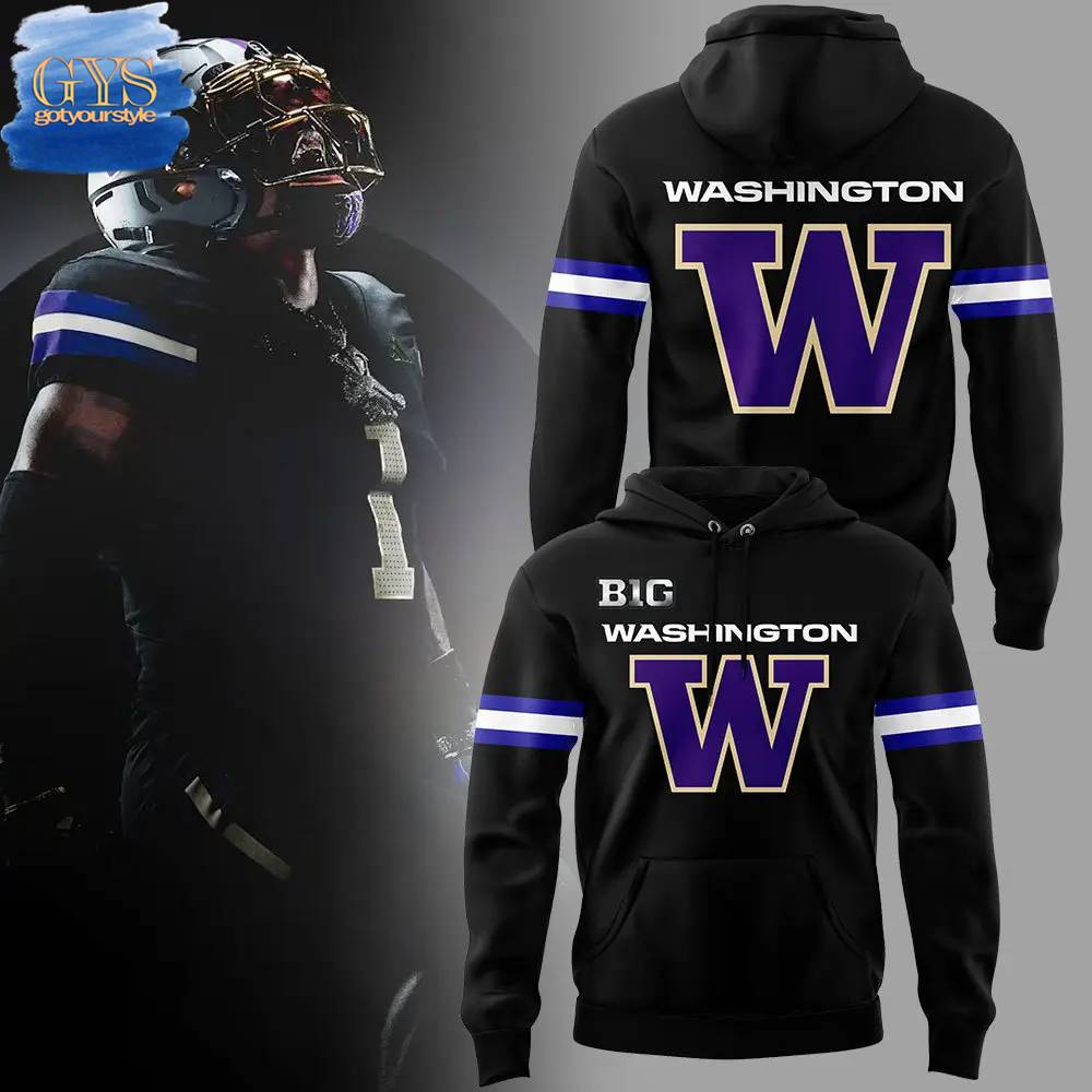Washington Huskies Football Wear Black Threads Hoodie
