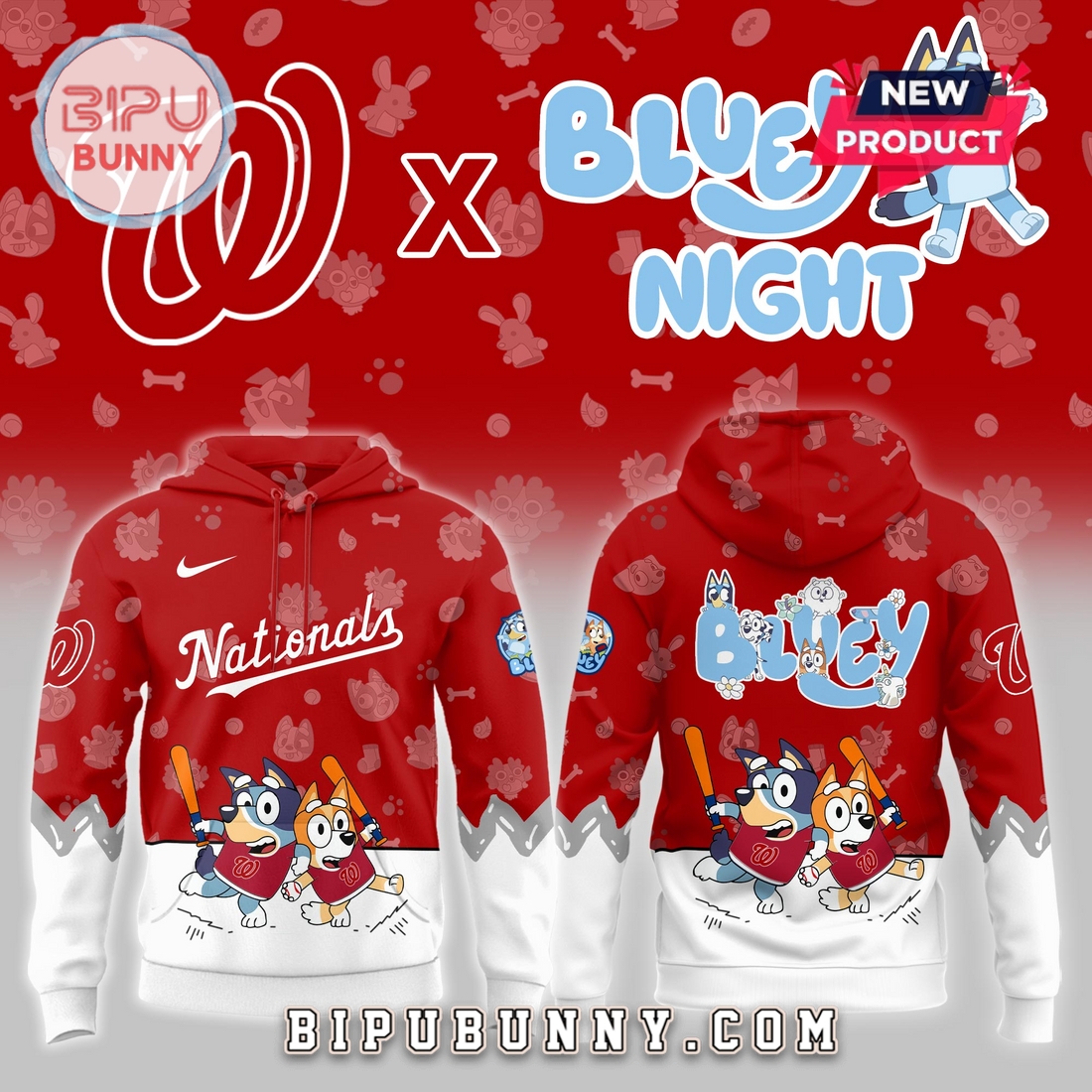 Washington Nationals 2025 Bluey Night Hoodie
