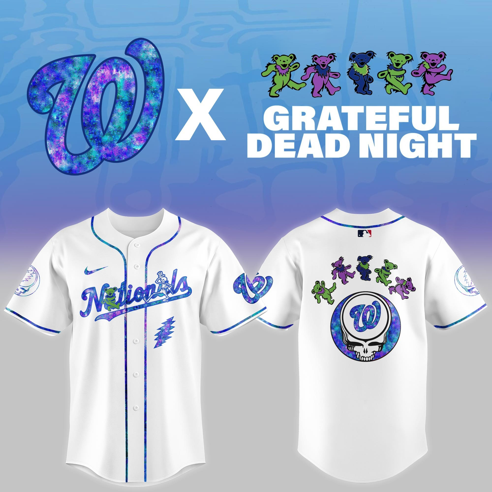 Washington Nationals 2025 Grateful Dead Night Jersey MLB Merch Gifts For Baseball Fans