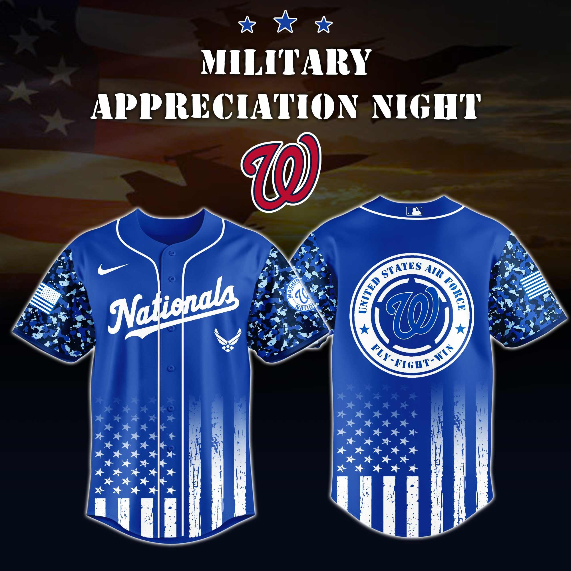Washington Nationals MLB x Air Force Military Appreciation Night Jersey Editions  2025 Washington Nationals Merch