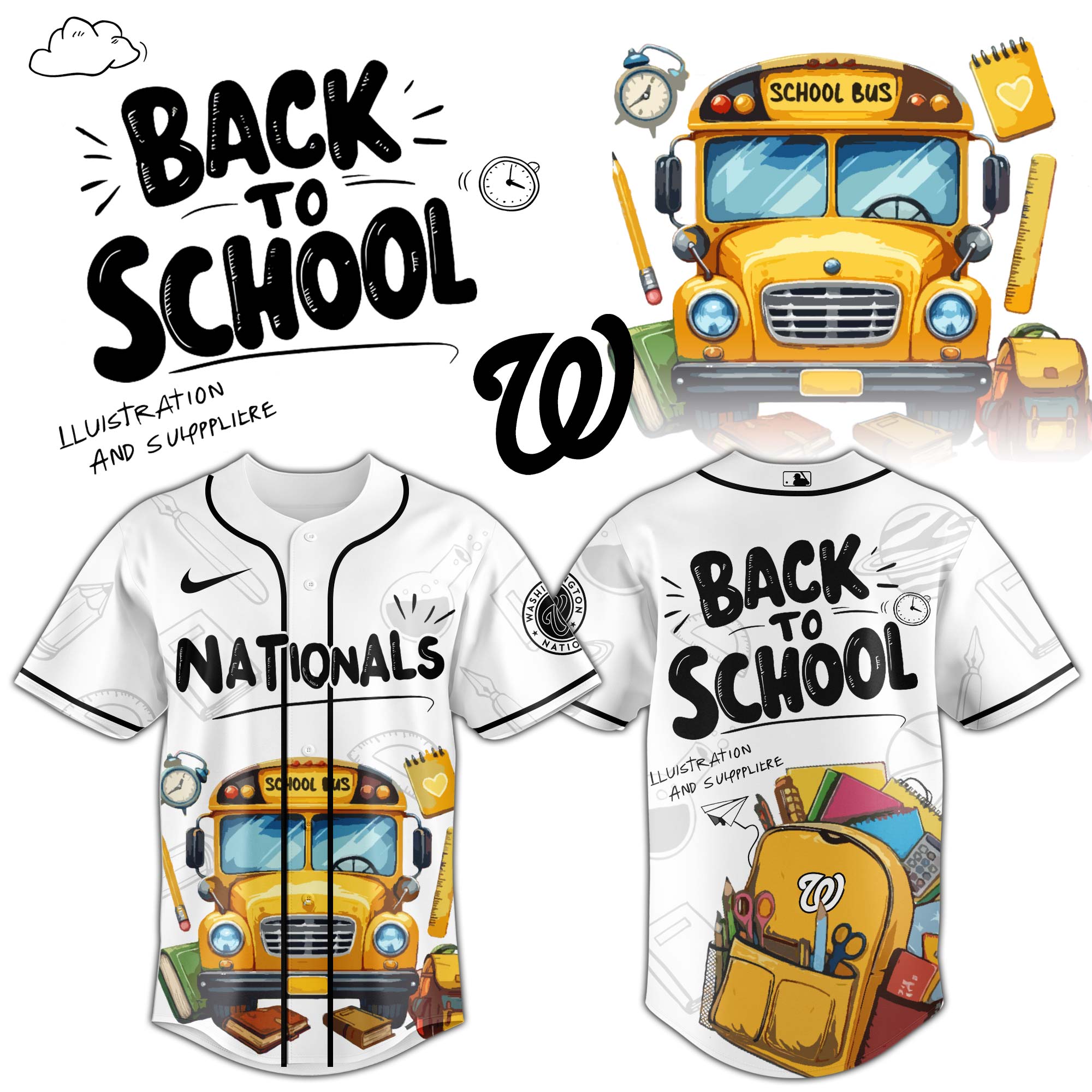 Washington Nationals MLB x Back To School Personalized Baseball Jersey For Fans