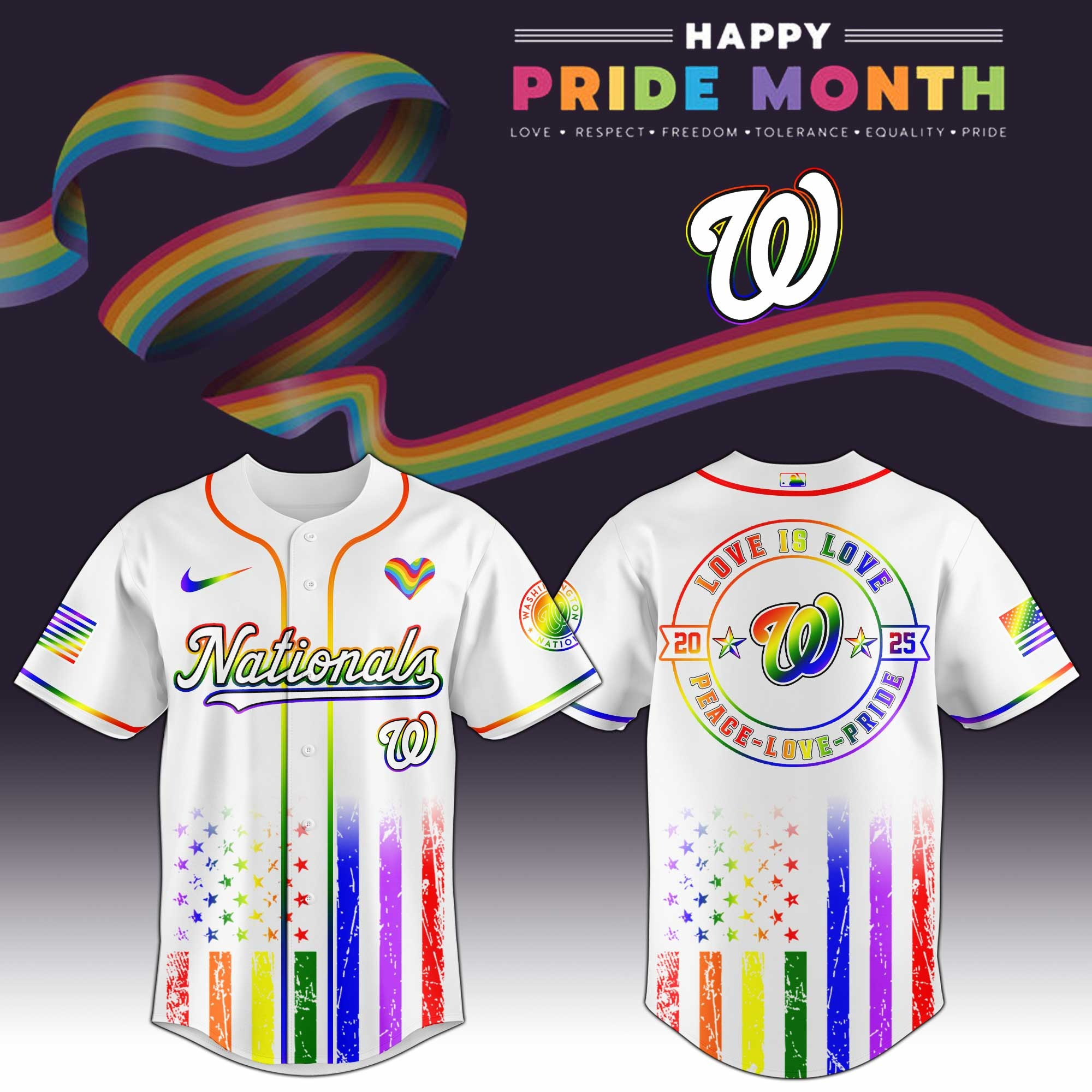 Washington Nationals MLB x Happy Pride Month Jersey 2025 Best LGBT Shirt For Friend