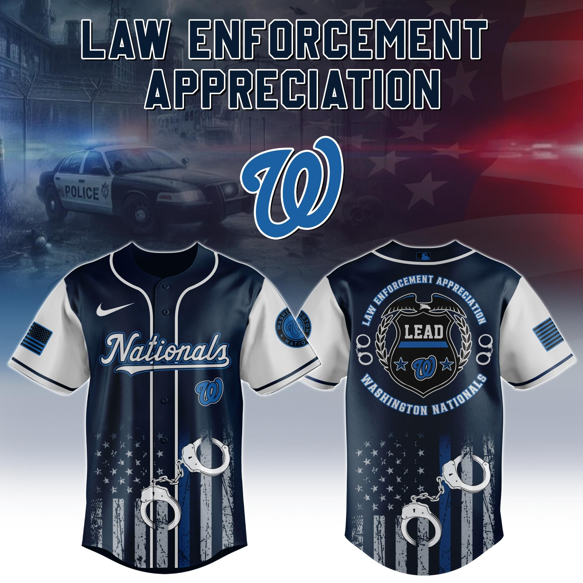 Washington Nationals MLB x Law Enforcement Appreciation Day Jersey Presents For Baseball Fans