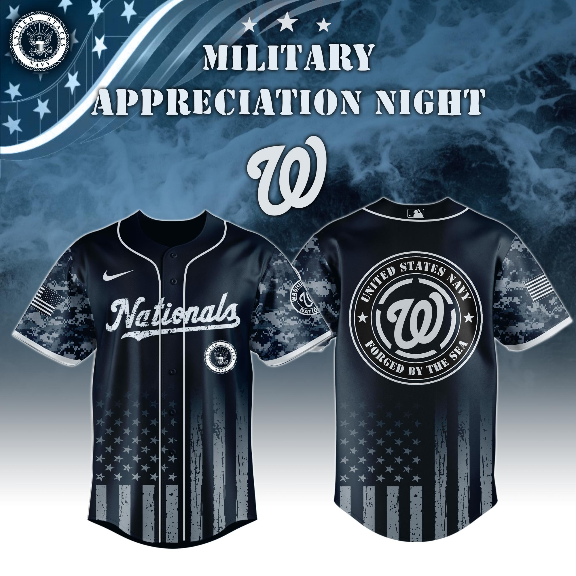 Washington Nationals MLB x Navy Military Appreciation Night Jersey Gifts For Baseball Fans