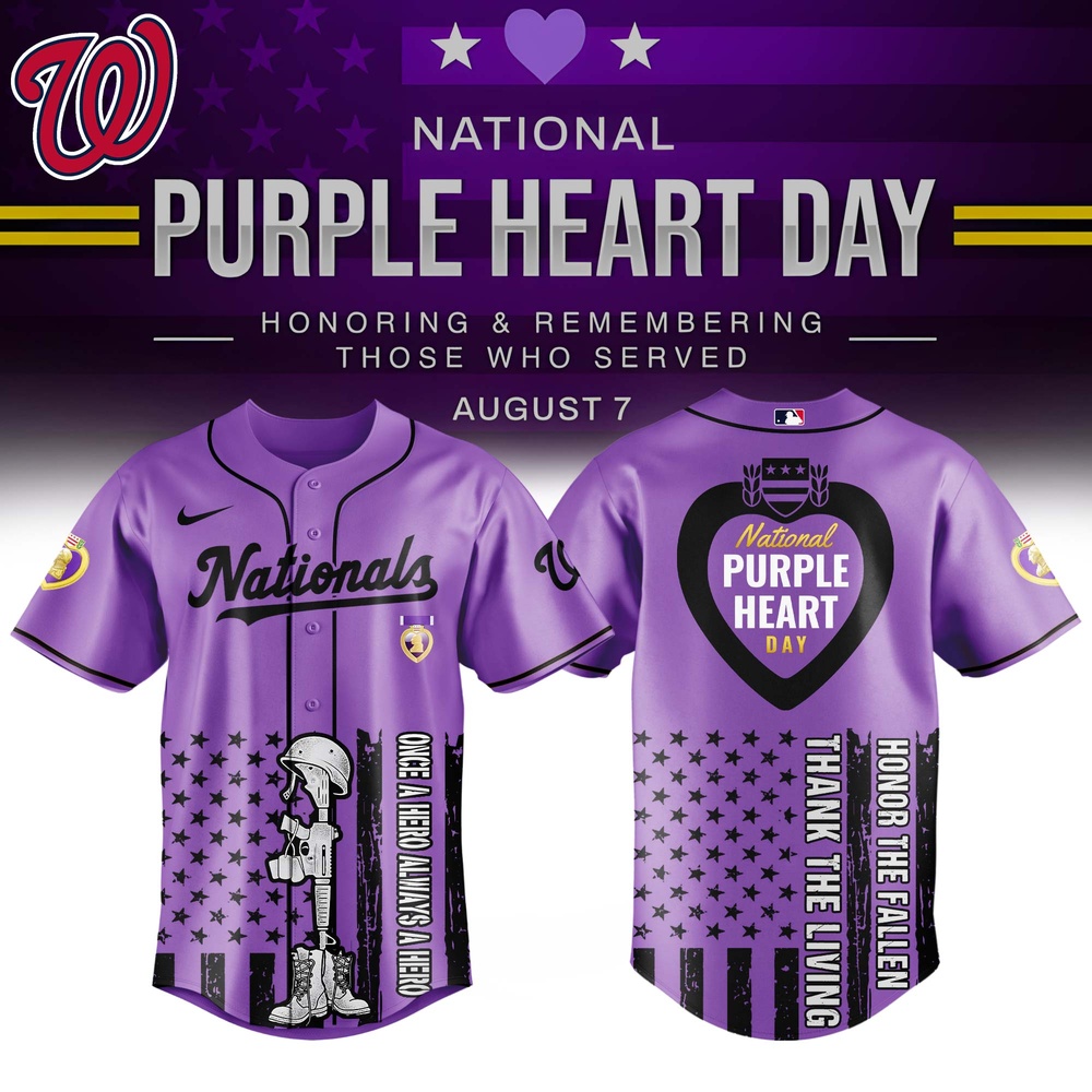 Washington Nationals MLB X Purple Heart Day Personalized Baseball Jersey For Fans