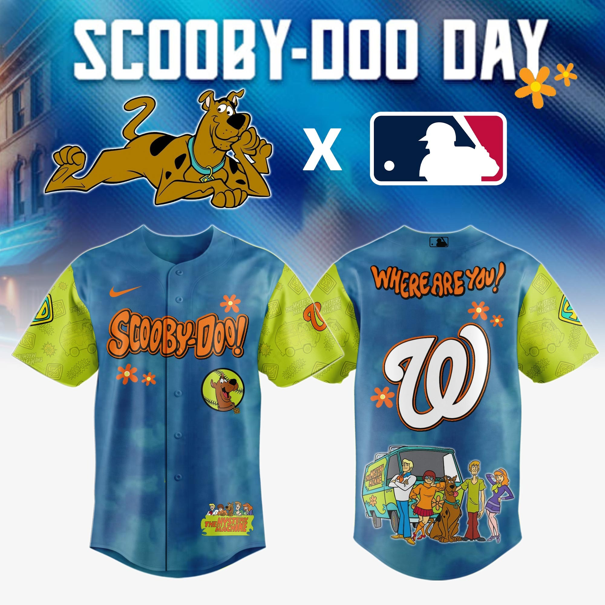 Washington Nationals MLB x Scooby Doo Jersey Best Gifts For Baseball Lovers