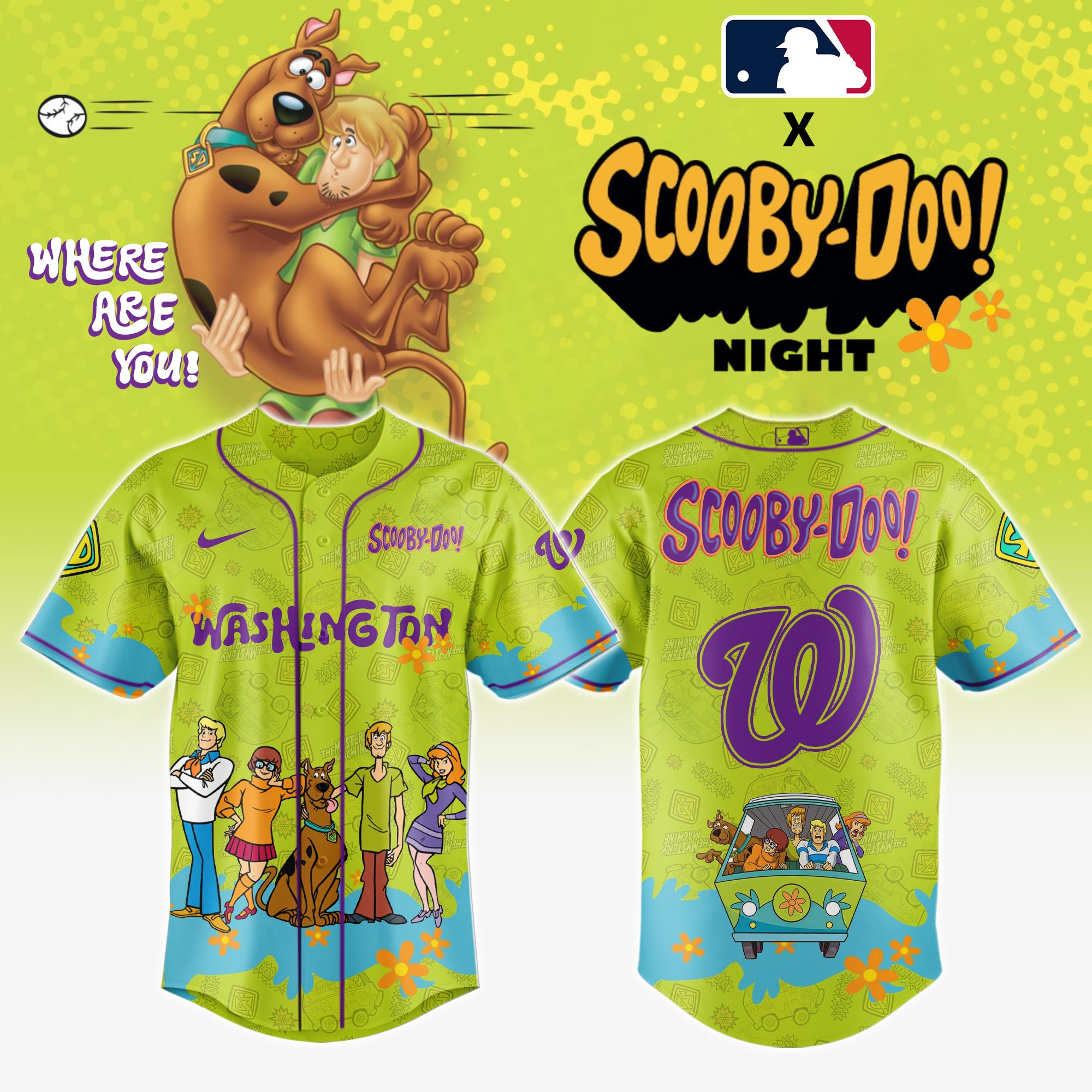 Washington Nationals MLB x Scooby Doo Personalized New Baseball Jersey For Fans