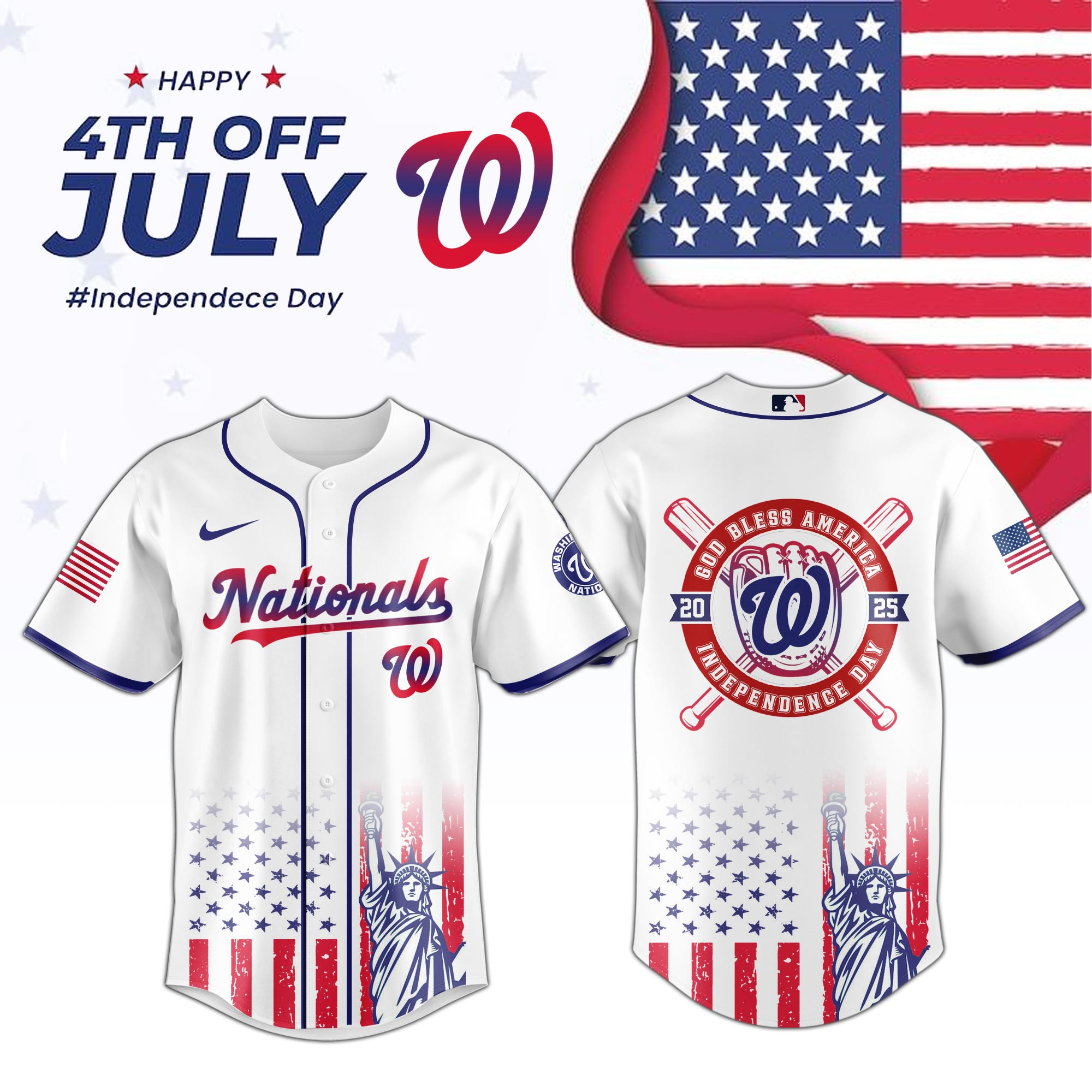 Washington Nationals Special Independence Day  Edition Jersey Baseball Enthusiast Gifts