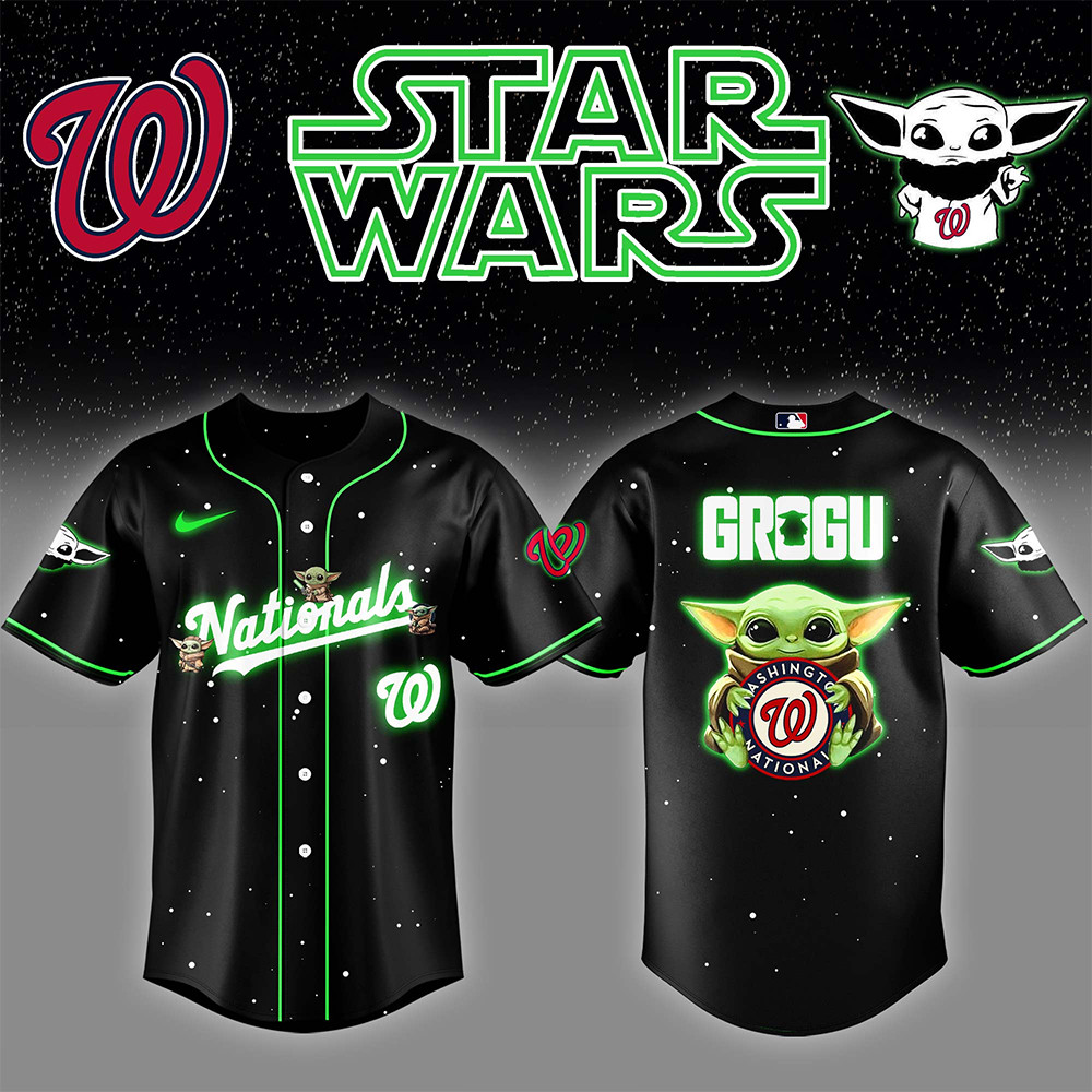 Washington Nationals x Star Wars Grogu Night Baseball Jersey Baseball Lover Gift Ideas