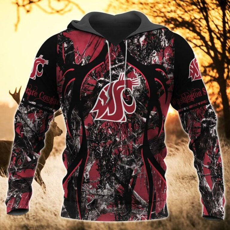 Washington State Cougars Camo Hunting 3D printed Sweatshirt Hoodie Zipped Hoodie