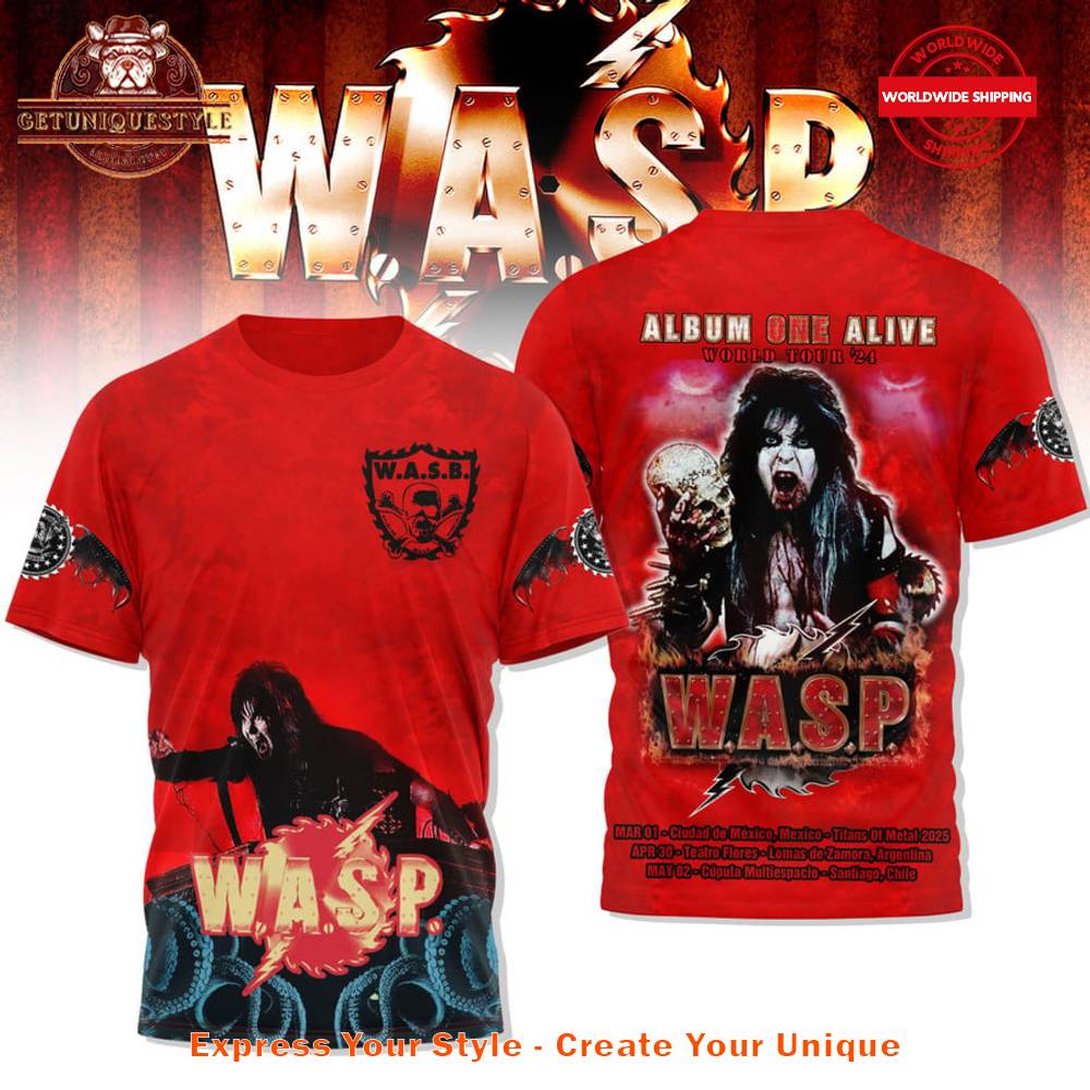 WASP Band One Alive Tour 2025 Red T-Shirt
