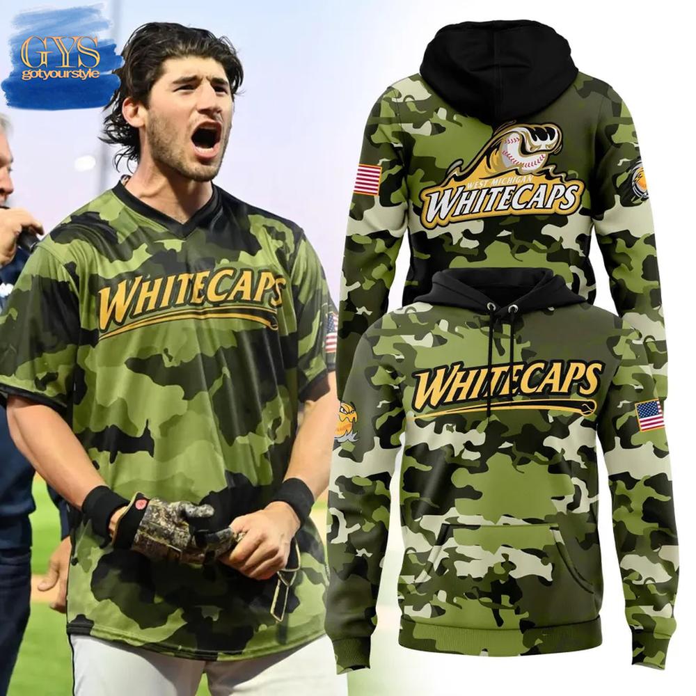 West Michigan Whitecaps Memorial Day Camo Hoodie Premium Merchandises