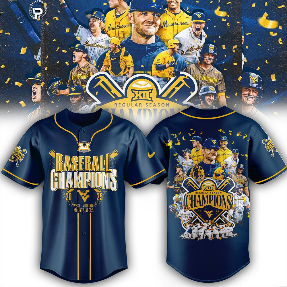 West Virginia Mountaineers Baseball Big 12 Champions 2025 Baseball Jersey Unique Sport Merch For Fans