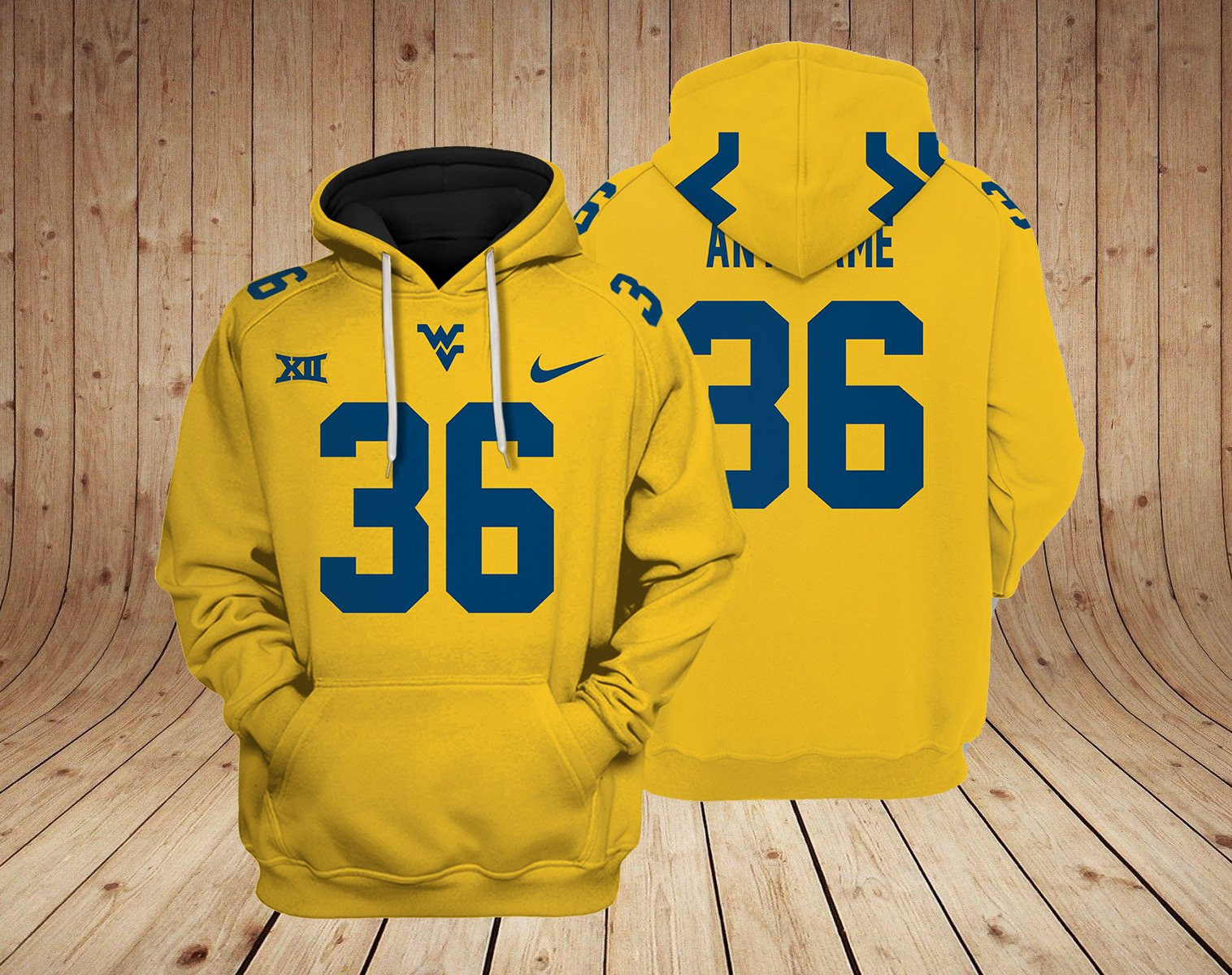 West Virginia Mountaineers Football Personalized Name And Number 3D printed Sweatshirt Hoodie Zipped Hoodie