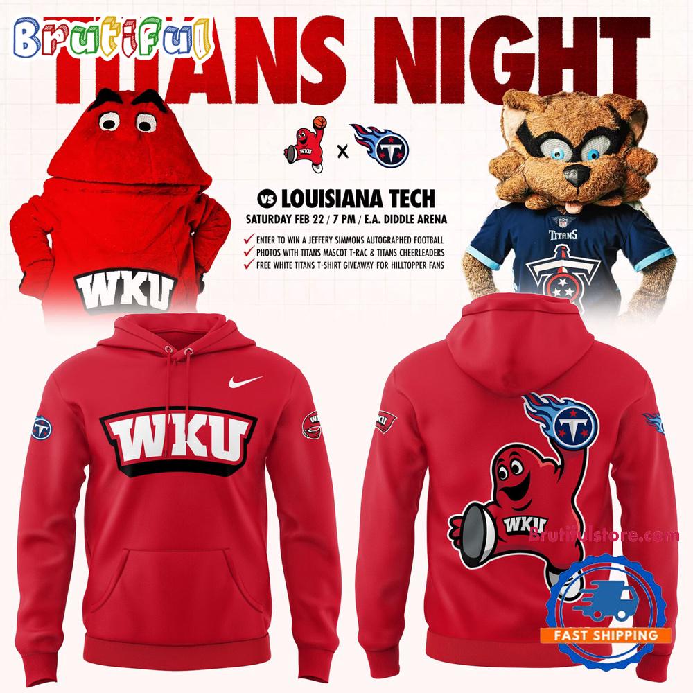 Western Kentucky Hilltoppers Tennessee Titans Night Red Hoodie Gift For Sport Music Fans