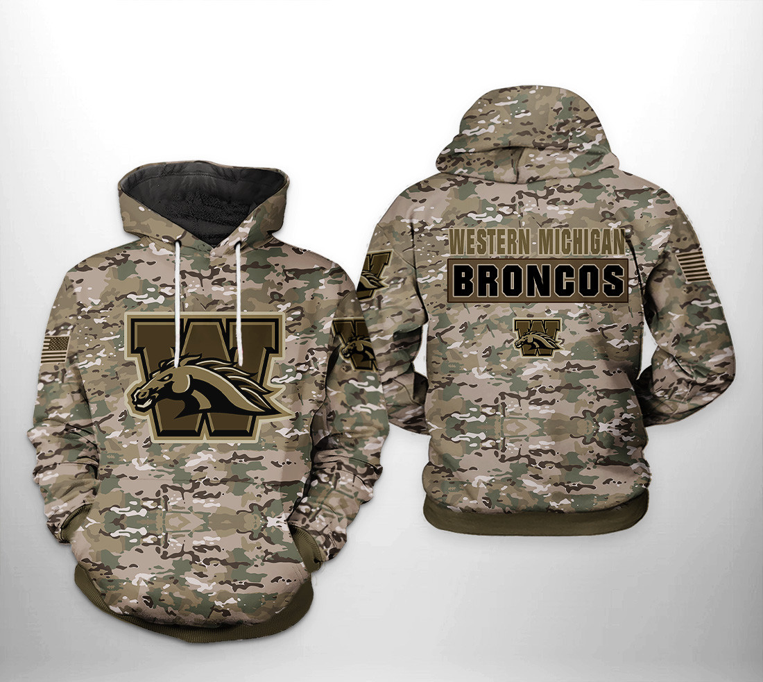 Western Michigan Broncos NCAA Camo Veteran Hoodie  Zip Hoodie